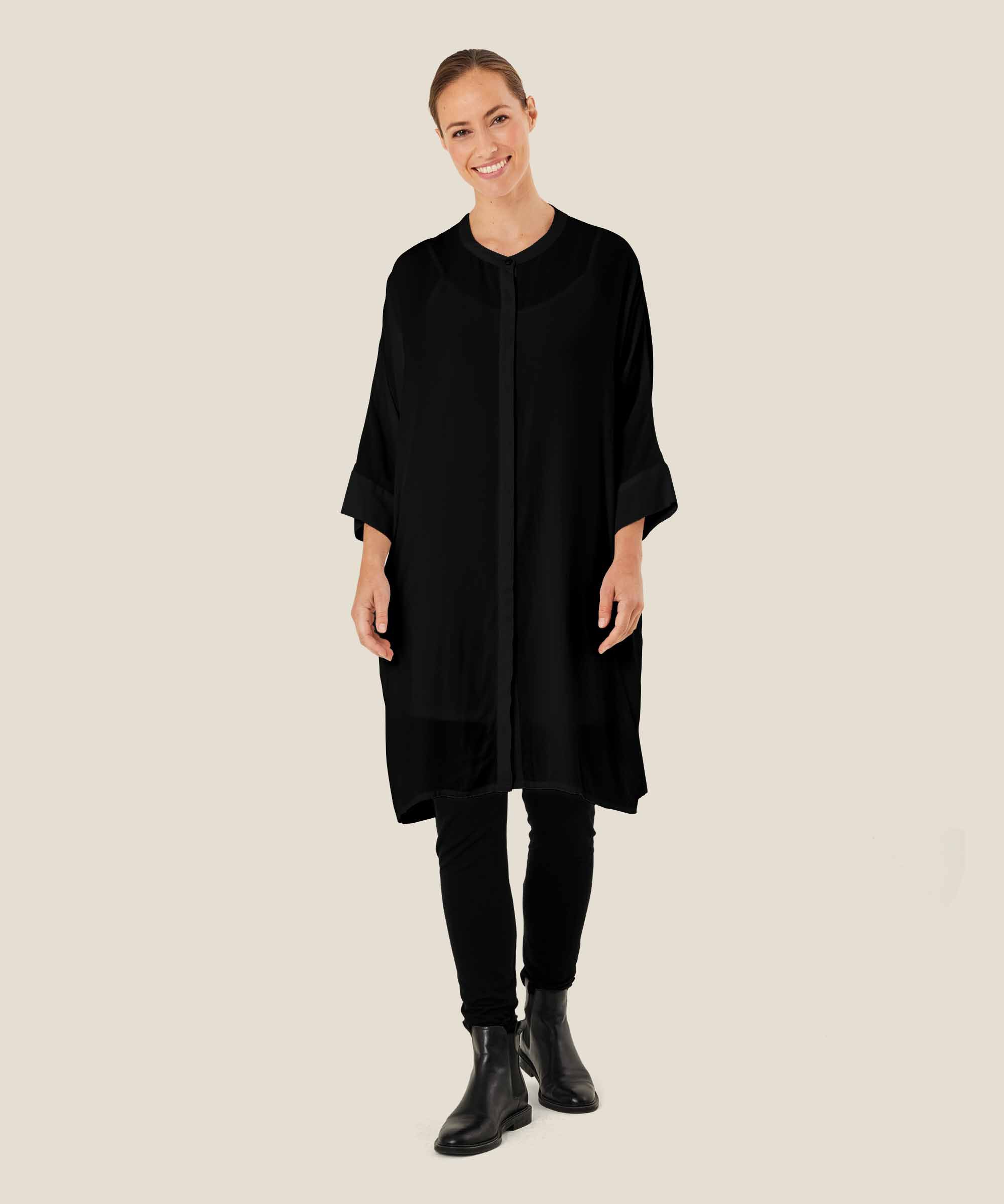 Iosetta Shirt Dress, Black