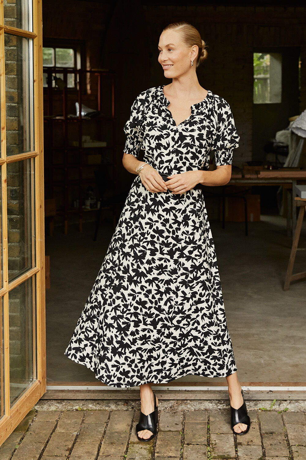 Nivanya Dress - Black, Rivula Belt - Black, Renitha Earring - Silver, Ryselle Bracelet - Silver