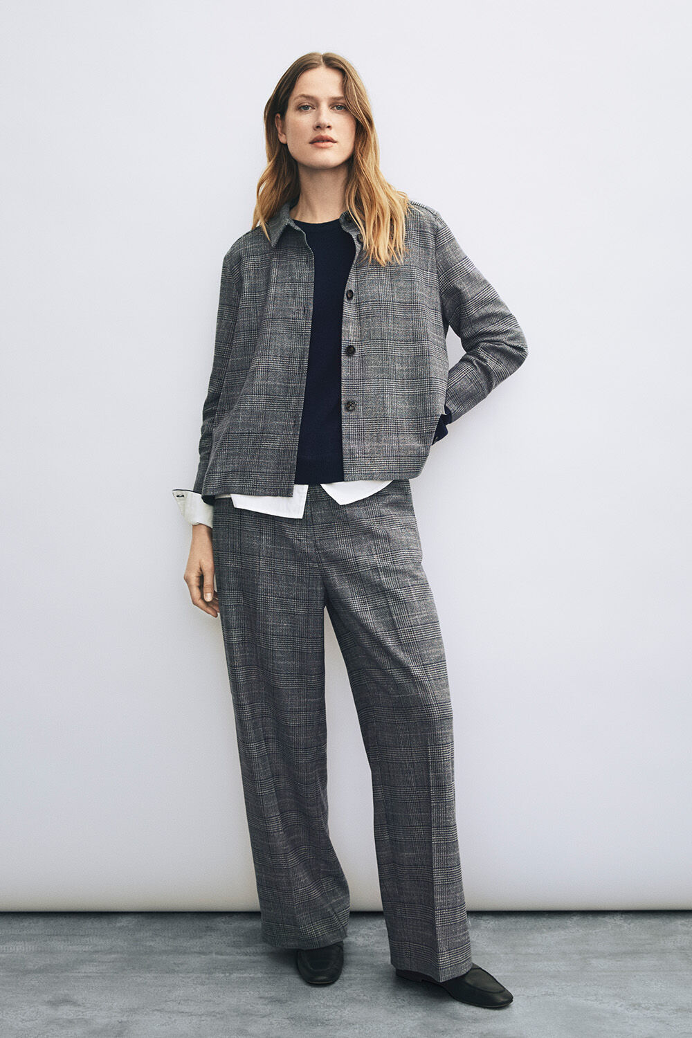 Iowa Shirt - D. Grey mel., Frayana Wool jumper - Navy Blazer, Palien Trousers - D. Grey mel.
