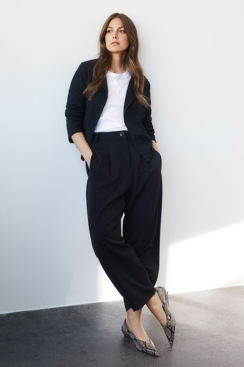Julitta Jacket - Black, Doreann JERSEY Top - White, Punna Trousers - Black