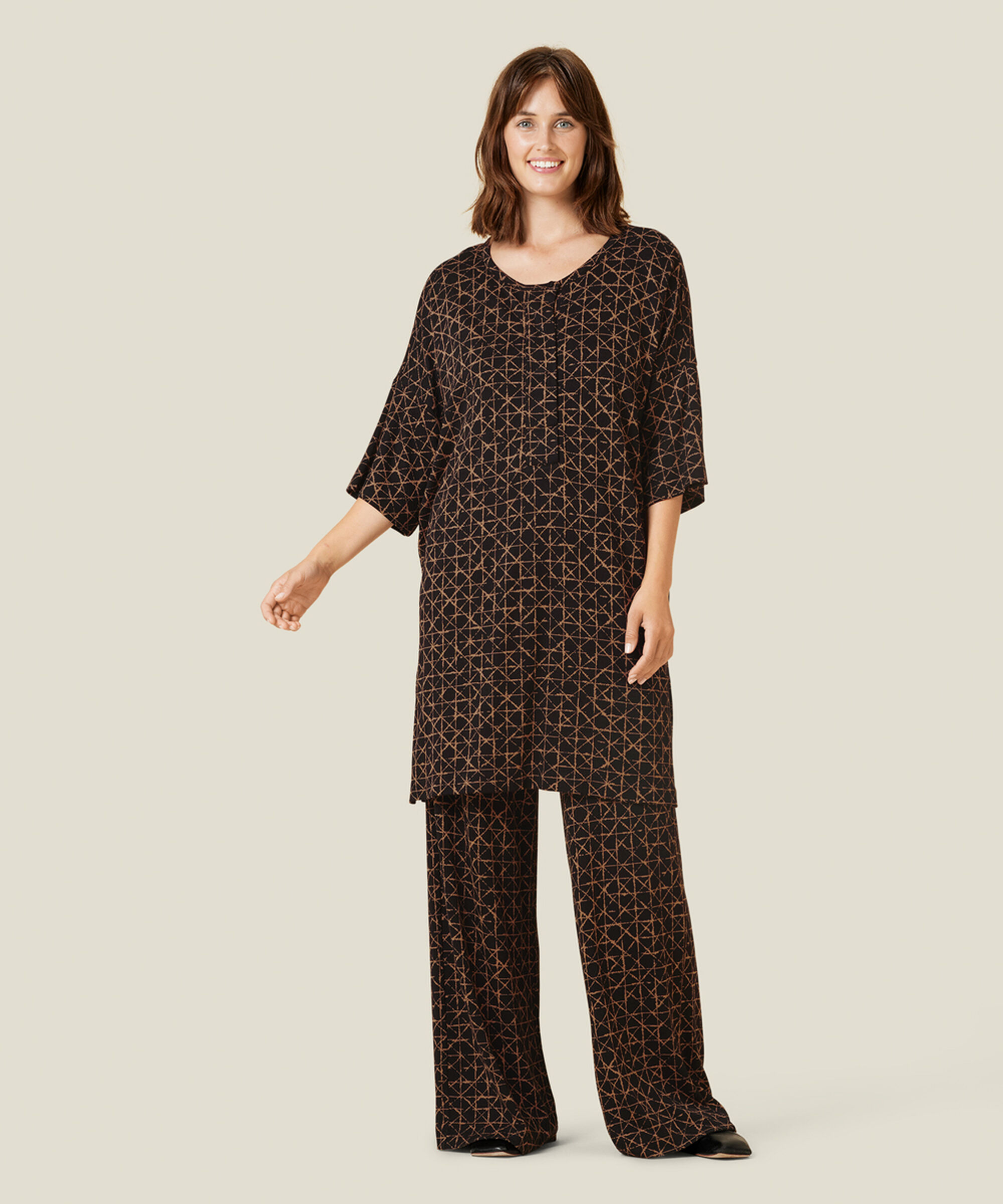 GRY JERSEY TUNIC, Tobacco Brown