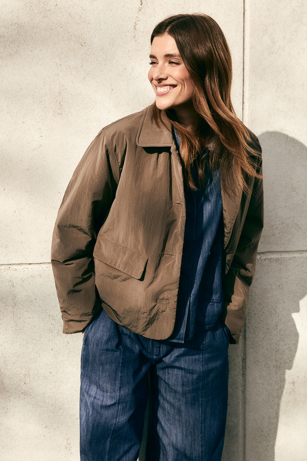Ivarya Denim Shirt - Medium Denim, Pelian Denim Trousers - Medium Denim, Tyniana Jacket - Falcon