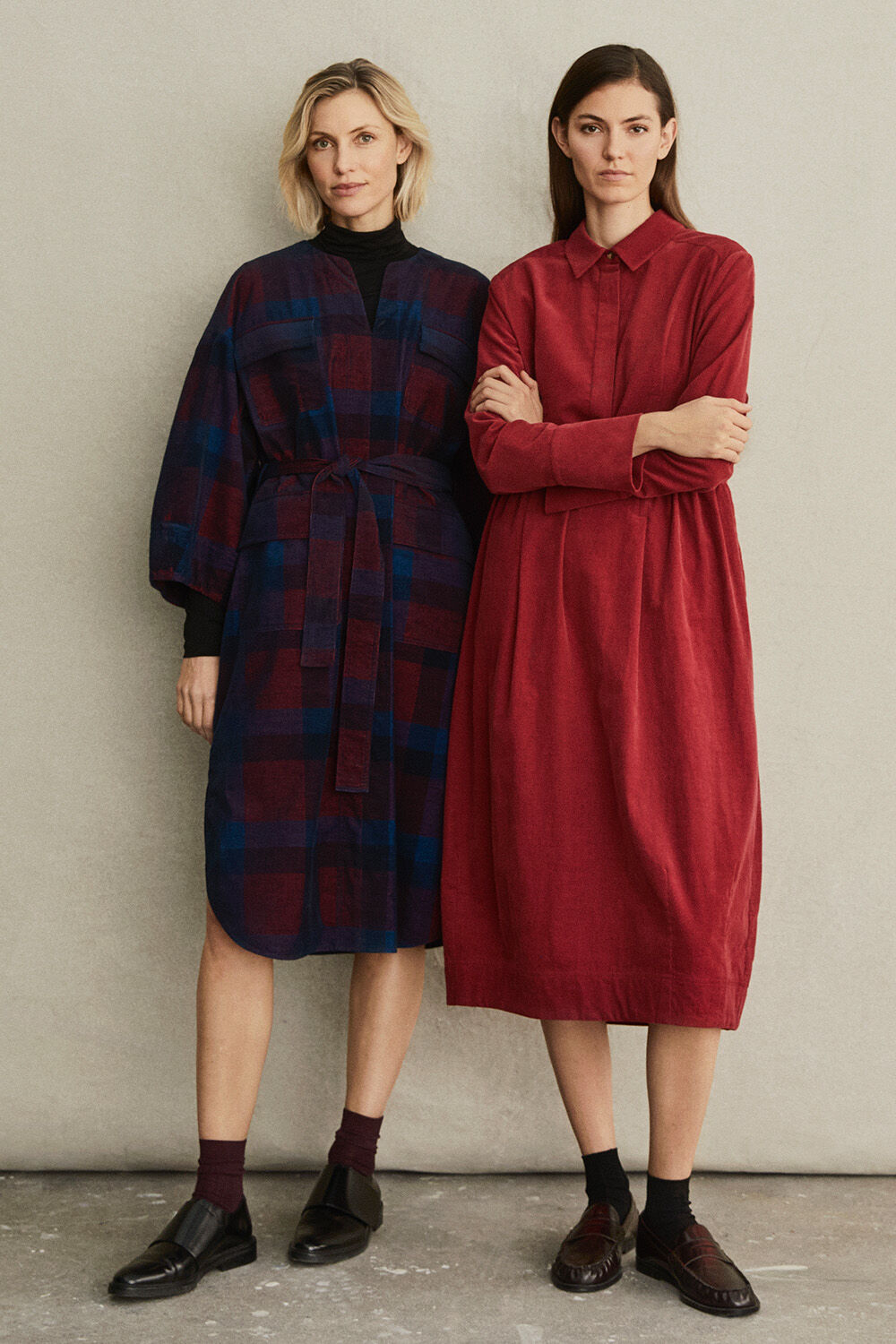 Nyvara Dress - Dress Blue, Nayo Shirt Dress - Tibetan Red