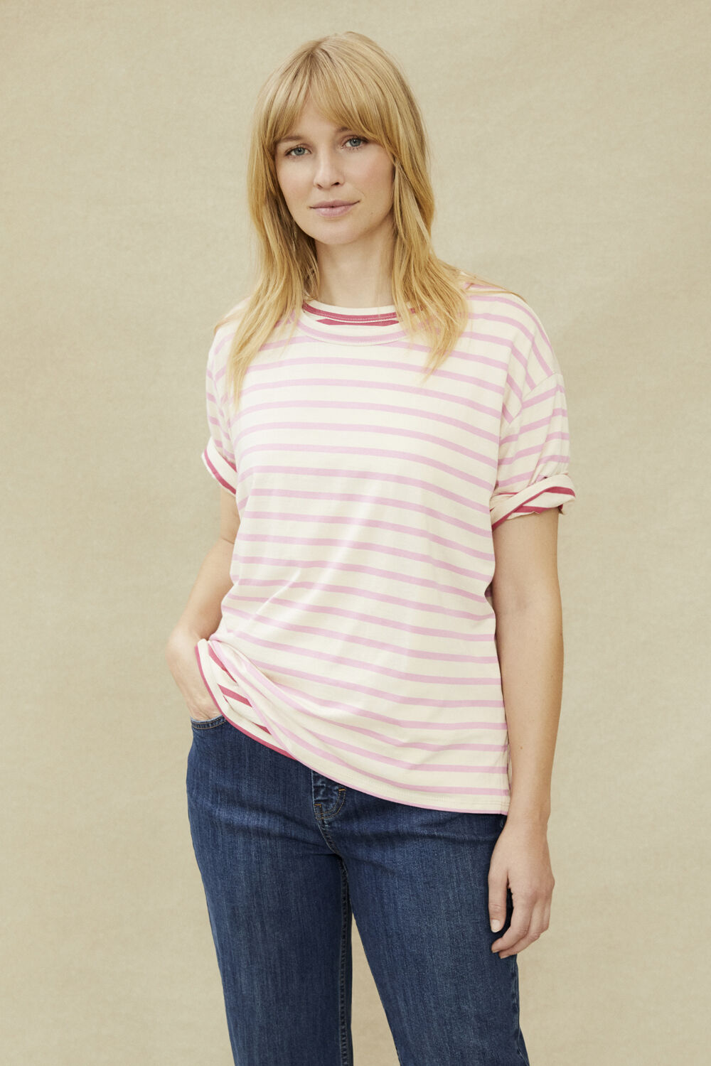 Doreann Jersey Top - Rosebloom, Doreann Jersey Top - Carmine, Pomla Denim Trousers - Medium Denim