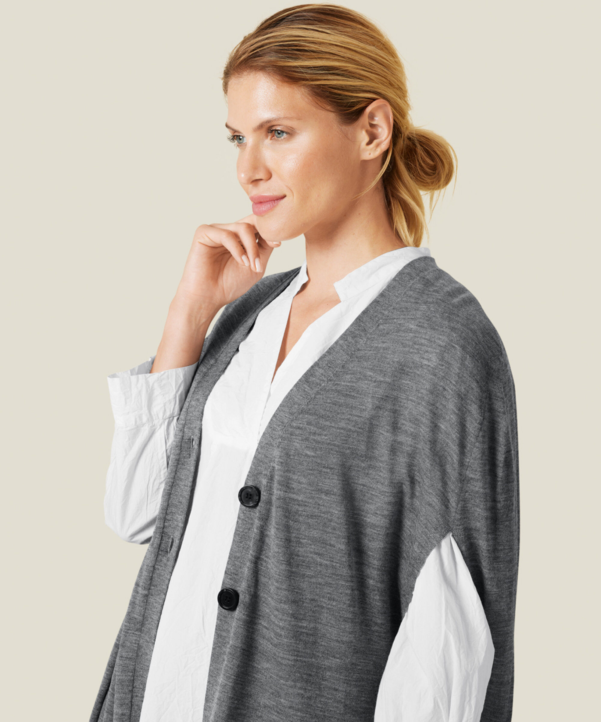 LILLYE CARDIGAN, M. Grey mel.