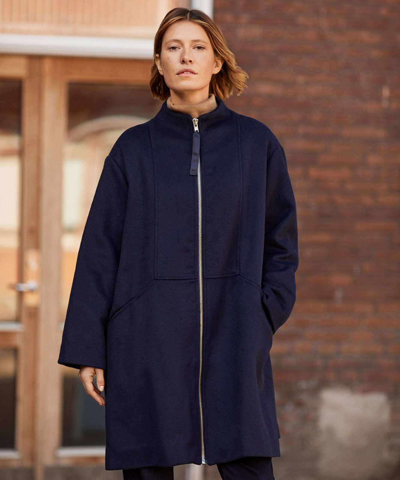 Wool outlet coat zipper