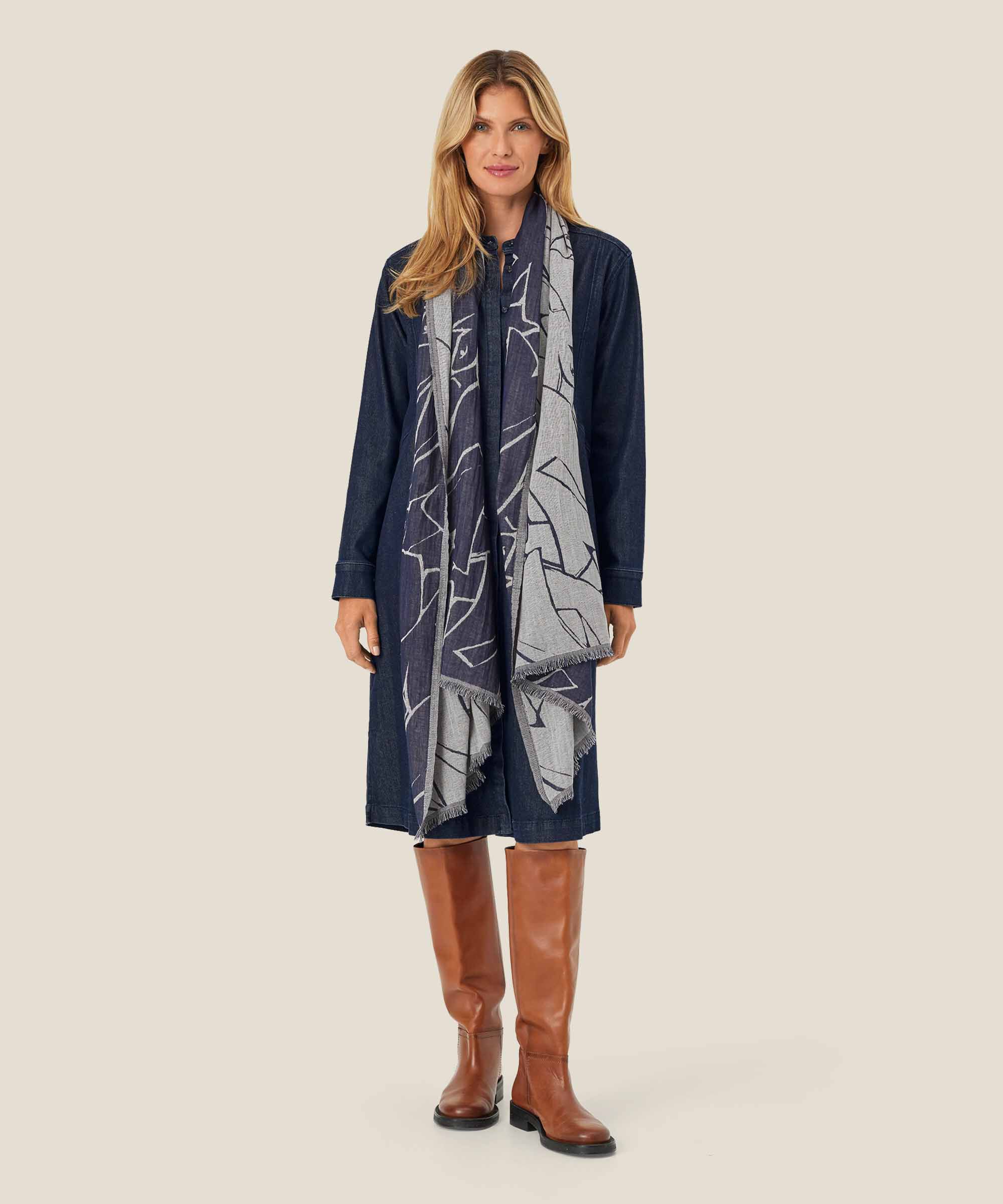 Astali Scarf, Navy Blazer