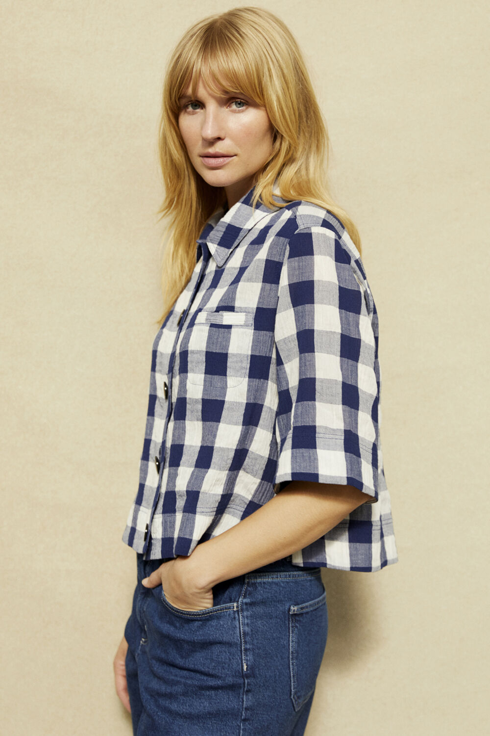 Isariel Shirt - Medieval Blue, Parithis Denim Shorts - Blue Denim