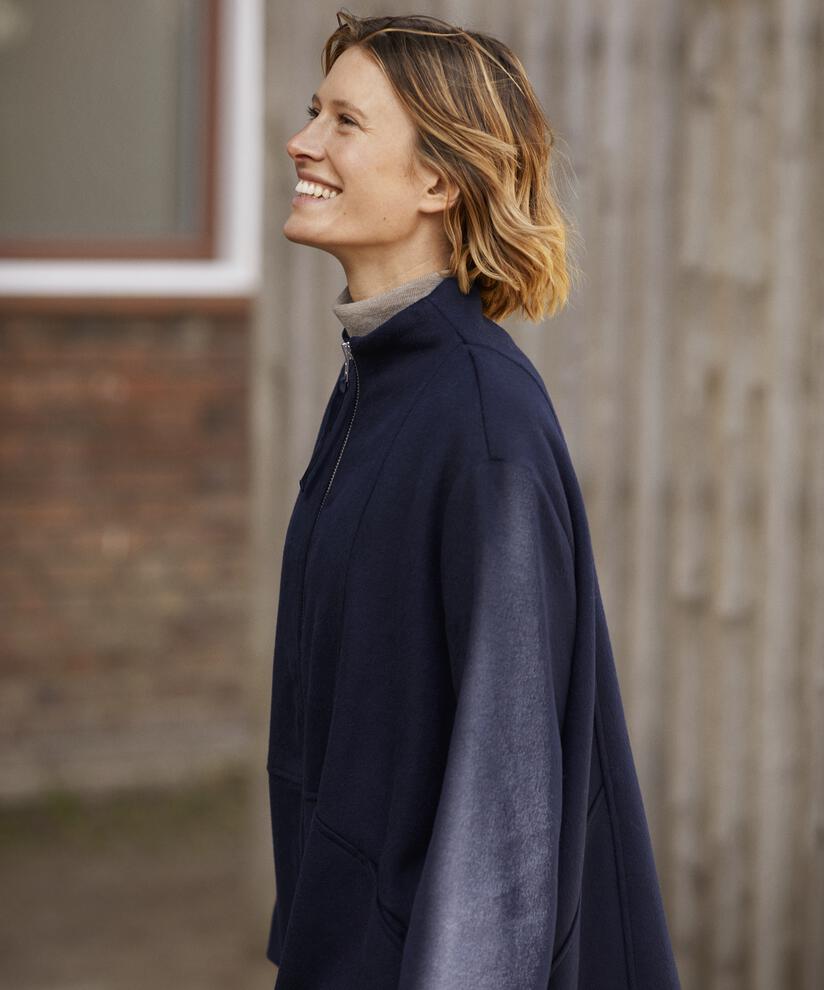 Thorvi Wool Coat, Navy Blazer