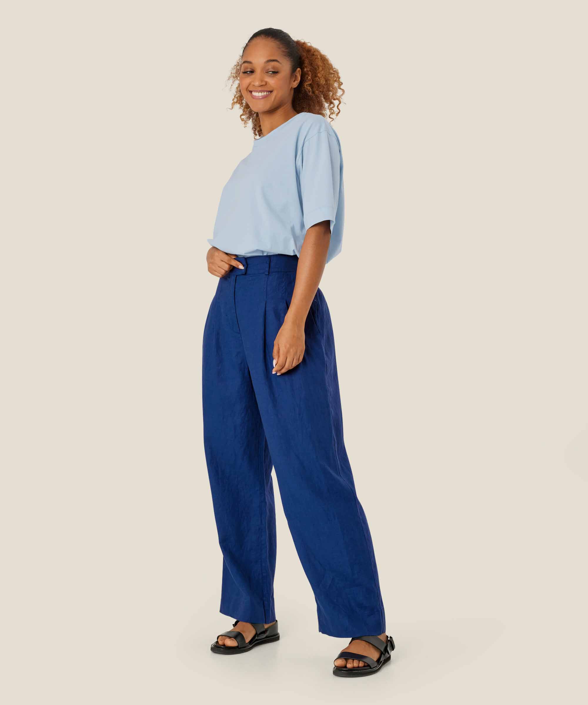 Perli Trousers, Navy Peony