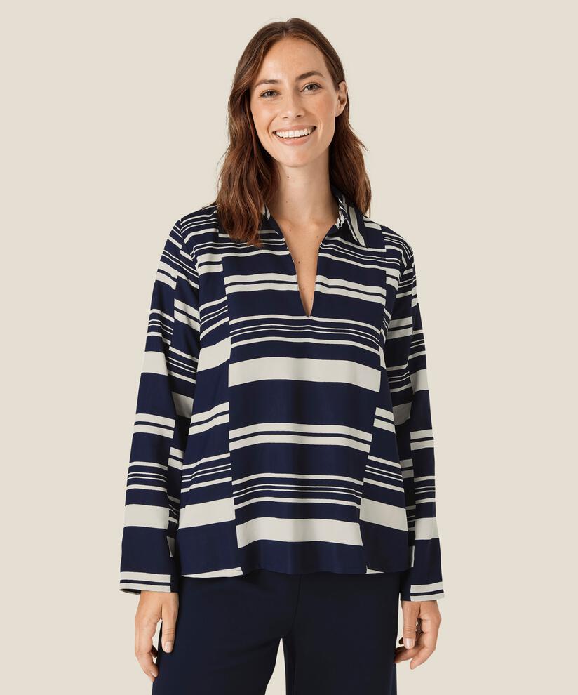 Bonela Blouse, Navy Blazer