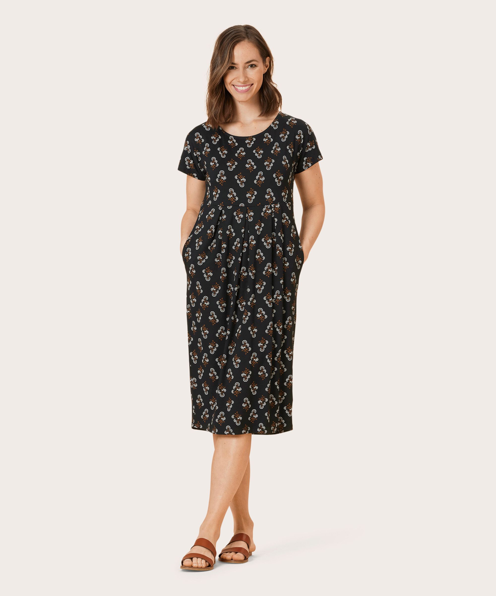 OLNIA JERSEY DRESS, Bronze Brown